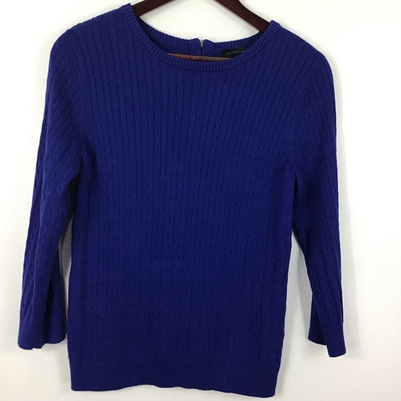 THE LIMITED Navy Crewneck Cable-knit Sweater M - Picture 5 of 6